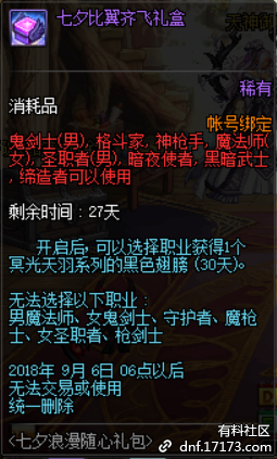 《DNF》七夕比翼齊飛禮盒介紹
