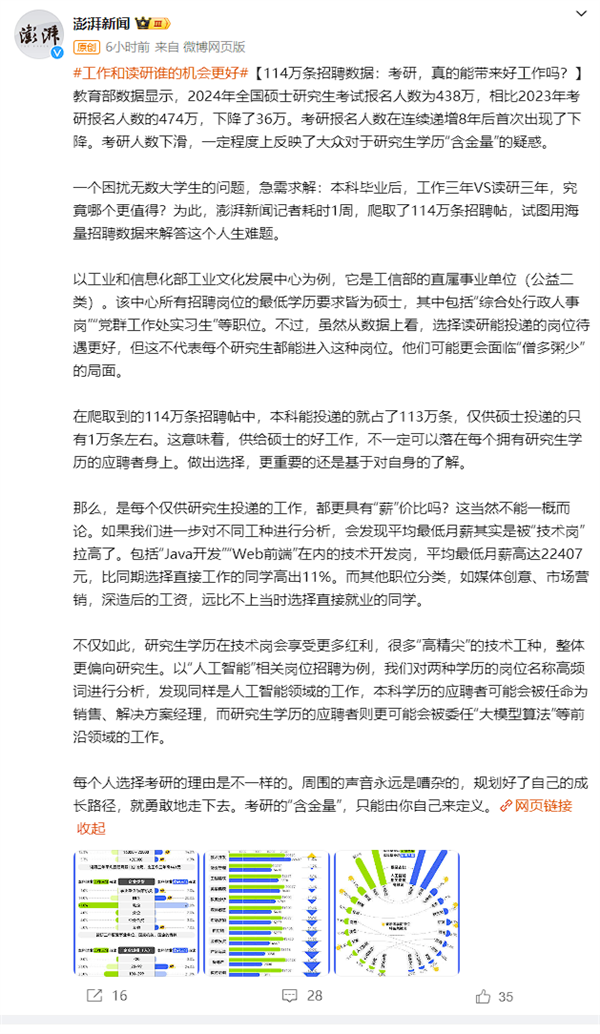 我國(guó)已累計(jì)培養(yǎng)1100多萬(wàn)研究生:調(diào)查稱讀研平均最低月薪13218元